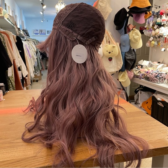 - Human hair blend light purple body wavy wig main image 4